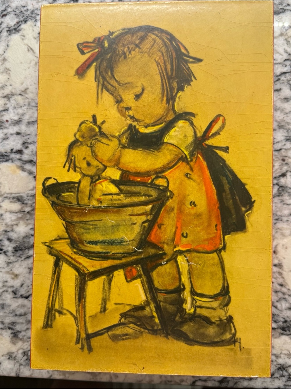 Vintage M.I. Hummel Wooden Musical Jewelry Box - "The Little Mother" Works!
